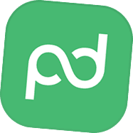 Paradiddle mark in white on green.