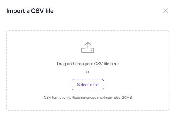Interface Elevia : import de prospects par fichier CSV